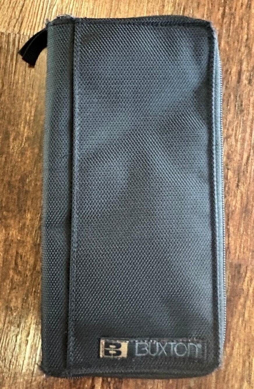 **READY**Buxton Unisex OS Black Canvas Passport Wallet Travel Organizer EUC